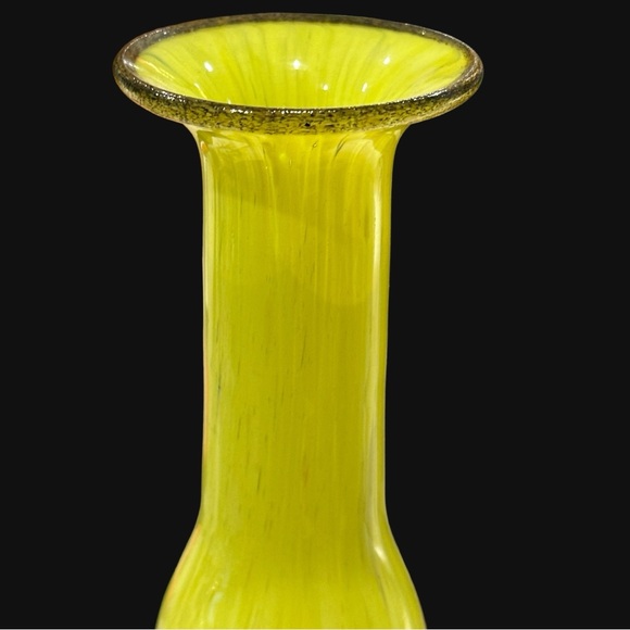 Mid Century Hand Blown Lemon Yellow Double Gourd Vase 12” Tall - Picture 8 of 11